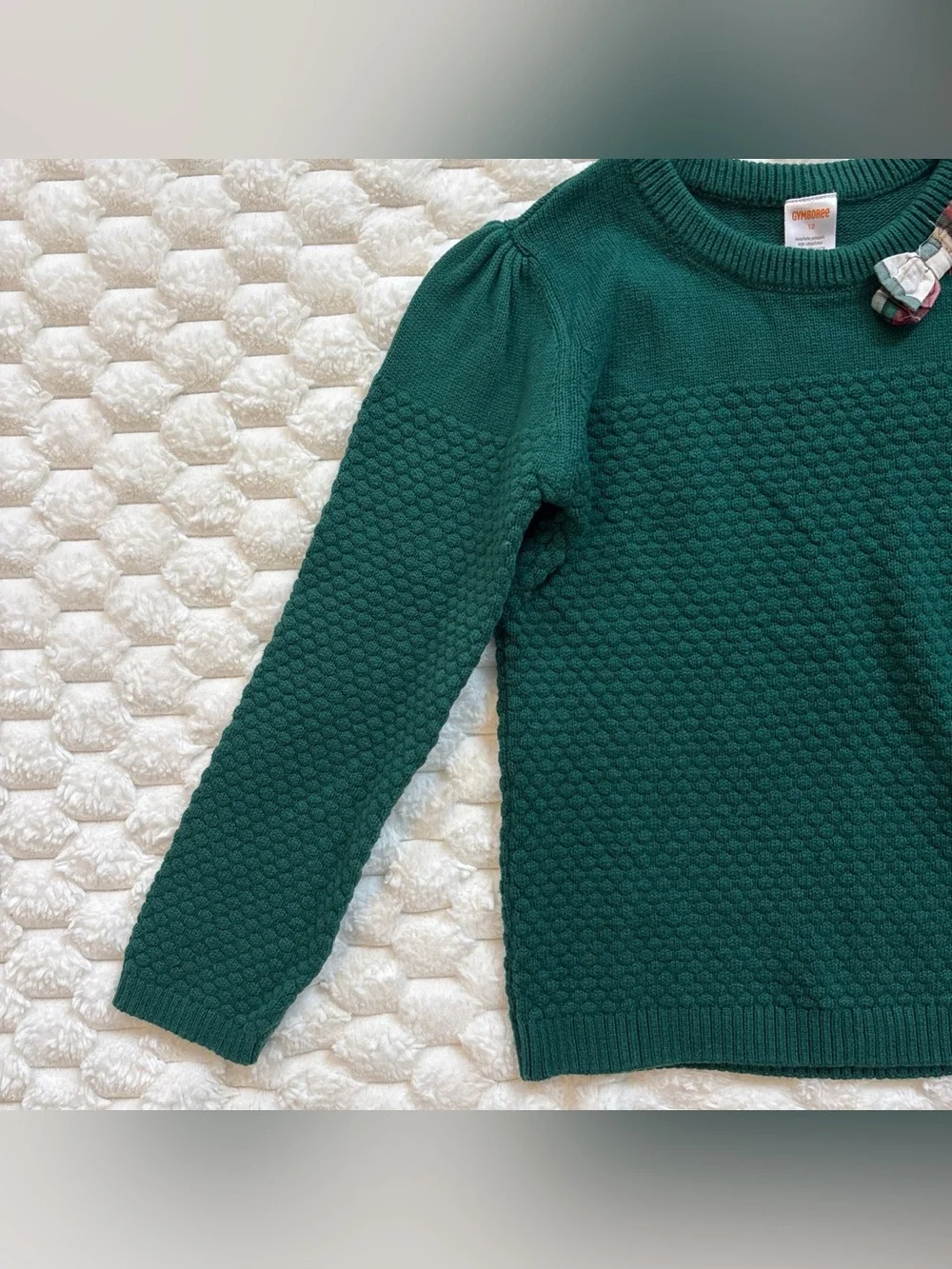 Gymboree Bubble Stitch Girls Sweater Size 12 Plaid Bow Detail Knit Holiday
